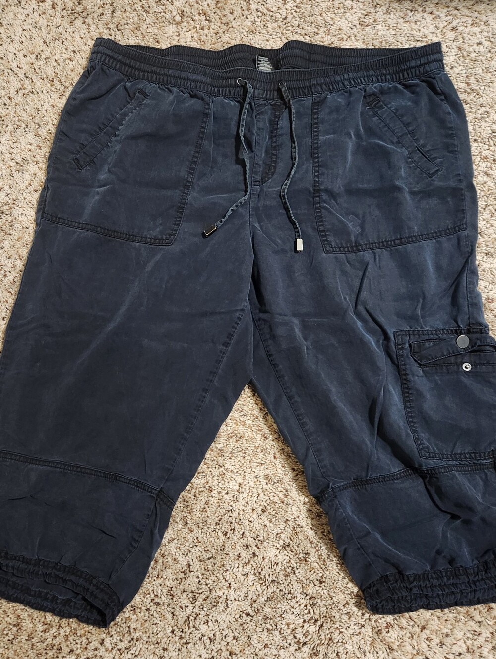 Drawstring Cargo Crop Pants